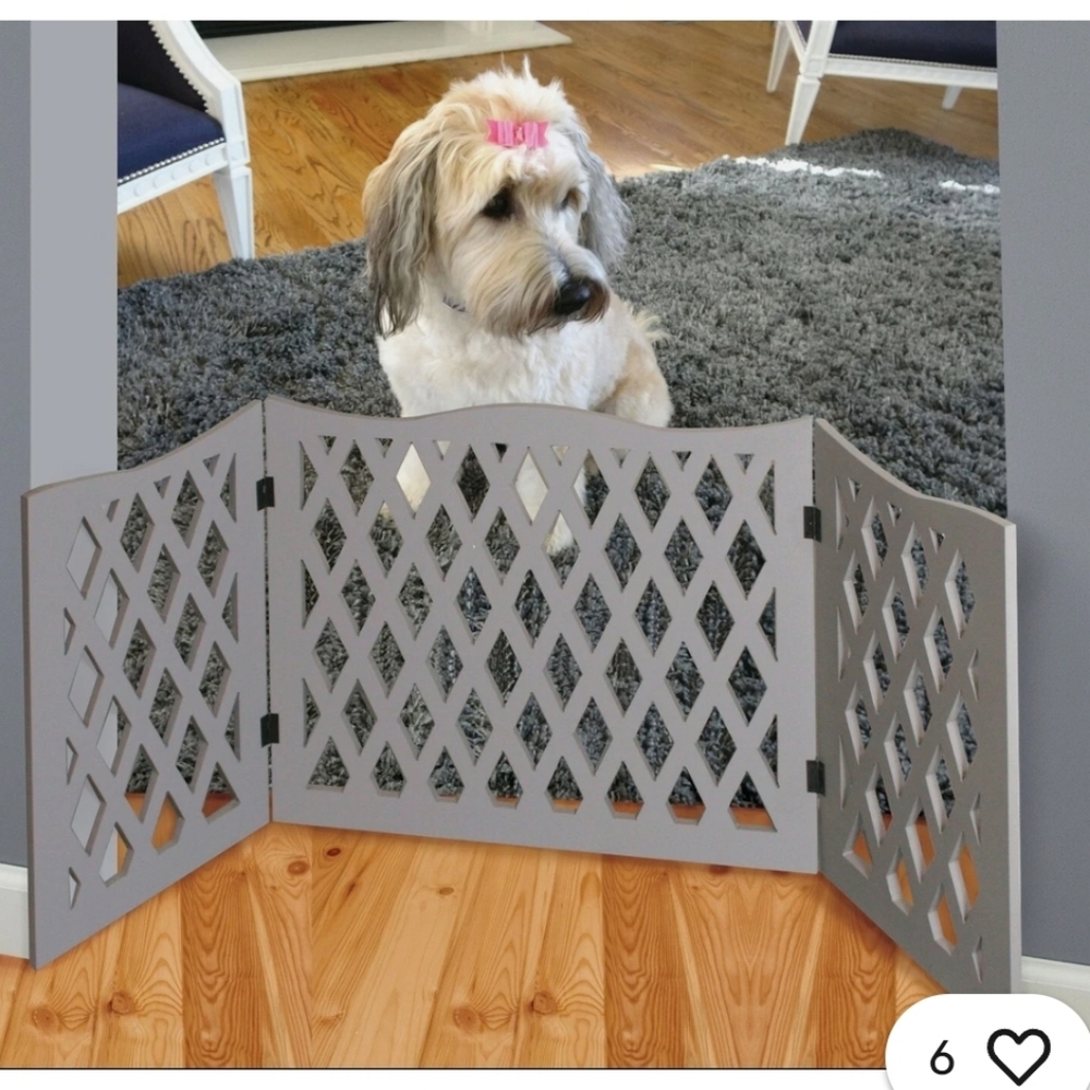 Gray Wooden Trifold Pet Gate 19Ht 48Wdth